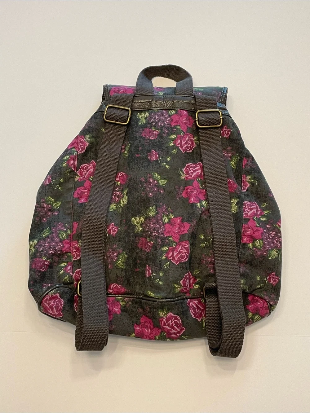 Mossimo Supply Co. Cabbage Rose Floral Studded Backpack – Grey/Black Y2K